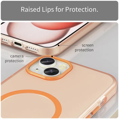 iPhone 15 Plus / 14 Plus Magnetic Case Translucent Matte Anti-Fingerprint Phone Cover - Orange