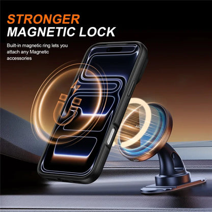 iPhone 17 Pro Magneettikotelo Sormusteline Liukuva Kamerasuojus TPU PC Hybrid-puhelinkuori - Musta