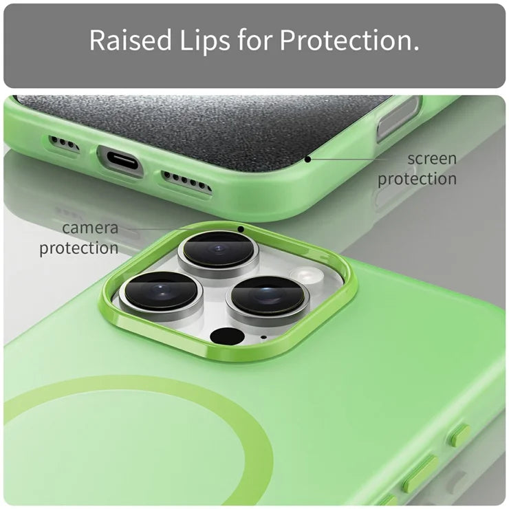 iPhone 16 Pro Max Case Compatible with MagSafe TPU + PC Slim Matte Translucent Phone Cover - Green