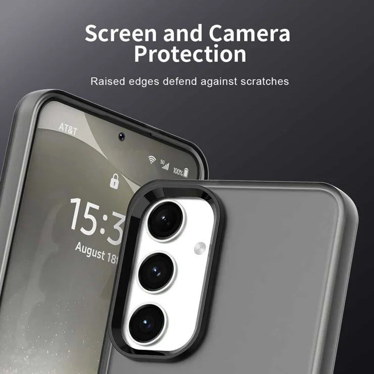Samsung Galaxy S25+ / S24+ Cover PC+TPU+PET Mat Anti-Drop Telefon Bagcover - Sort