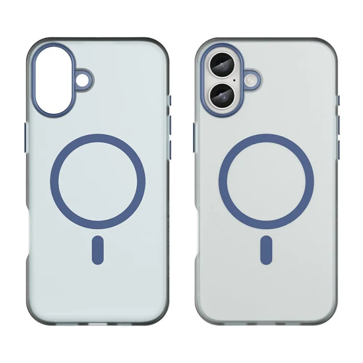 iPhone 16 Plus Case Compatible with MagSafe TPU + PC Slim Matte Translucent Phone Cover - Dark Blue