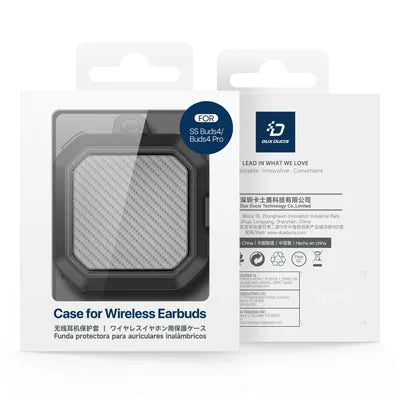 DUX DUCIS SECE -sarjan suojakotelo Samsung Galaxy Buds4 / Buds4 Pro -kuulokkeille iskunkestävällä PC + TPU -materiaalilla ja metallikoukulla - musta