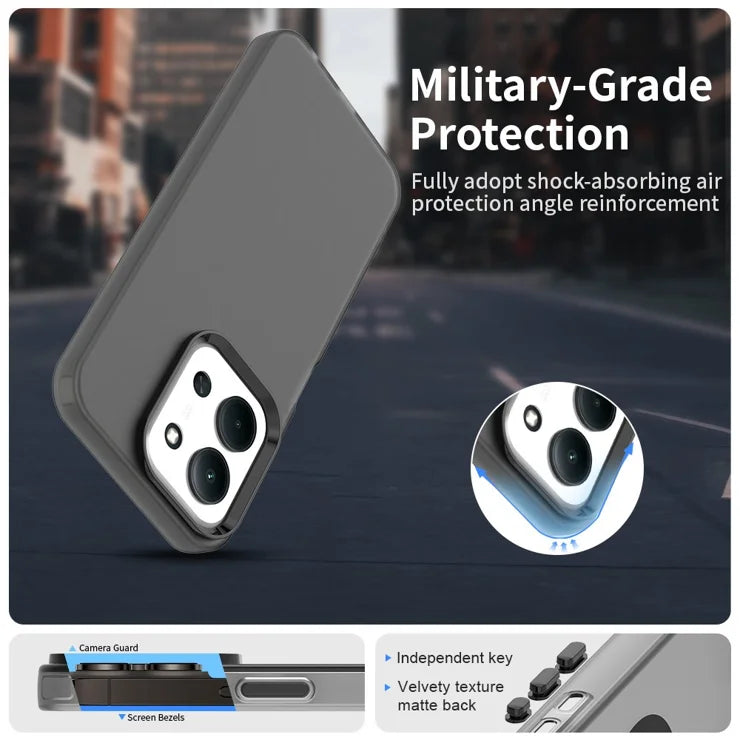 Xiaomi Redmi 15C 4G (Global) (171mm) Case PC + TPU + PET Matte Anti-Drop Phone Back Cover - Black