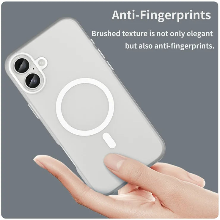 iPhone 16 Plus Cover kompatibelt med MagSafe TPU + PC Slankt Mat Gennemsigtigt Telefoncover - Hvid