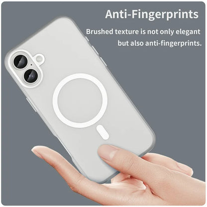 iPhone 16 Plus Cover kompatibelt med MagSafe TPU + PC Slankt Mat Gennemsigtigt Telefoncover - Hvid