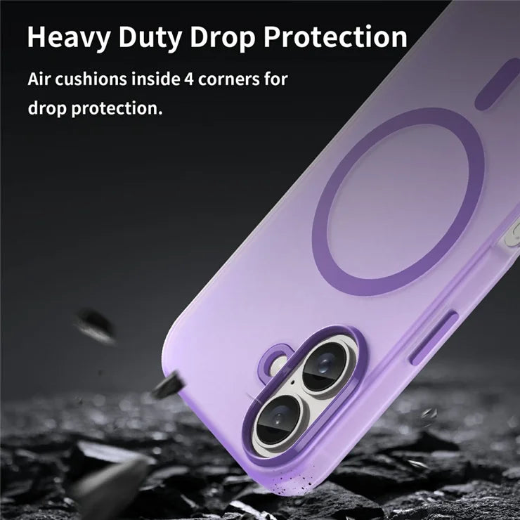 iPhone 16 Cover Kompatibel med MagSafe TPU + PC Slank Mat Gennemsigtig Telefoncover - Mørk Lilla