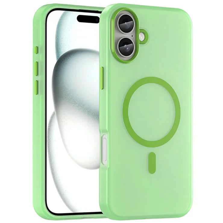 iPhone 16 Plus Cover kompatibelt med MagSafe TPU + PC Slankt Mat Gennemsigtigt Telefoncover - Grøn