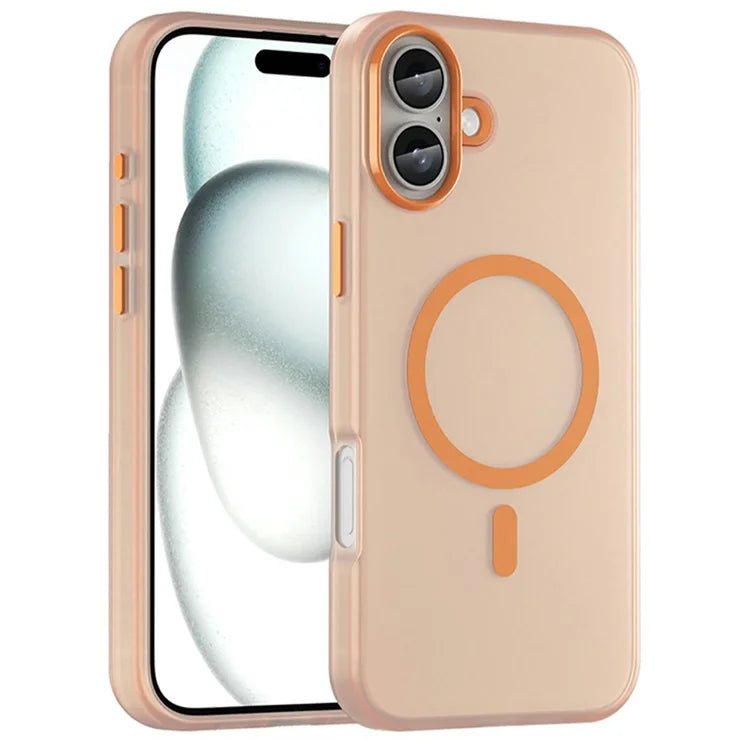 iPhone 16 Plus Case Compatible with MagSafe TPU + PC Slim Matte Translucent Phone Cover - Orange