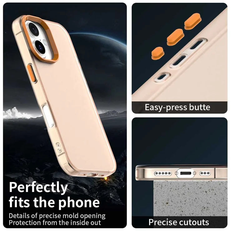 iPhone 17 Case PC + TPU + PET Matte Anti-Drop Phone Back Cover - Orange
