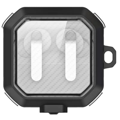 DUX DUCIS SECE -sarjan suojakotelo Samsung Galaxy Buds4 / Buds4 Pro -kuulokkeille iskunkestävällä PC + TPU -materiaalilla ja metallikoukulla - musta