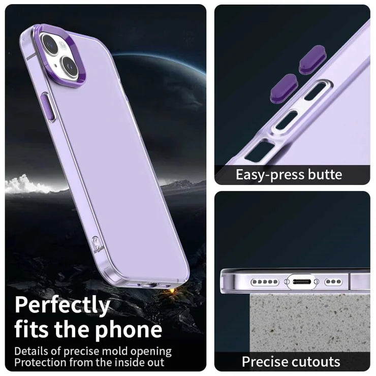 iPhone 15 Case PC+TPU+PET Matte Anti-Drop Phone Back Cover - Purple