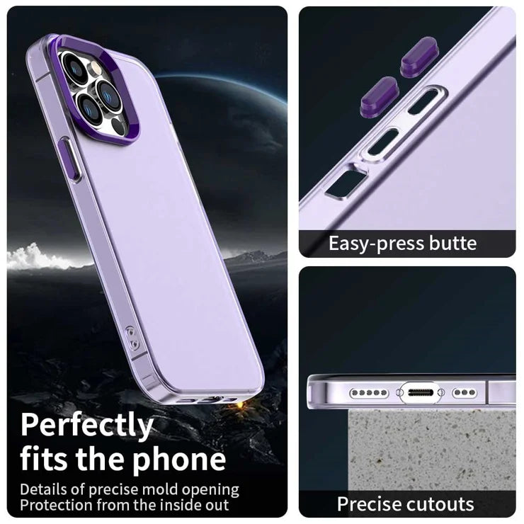 iPhone 15 Pro Case PC+TPU+PET Matte Anti-Drop Phone Back Cover - Purple