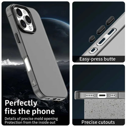 iPhone 16 Pro Case PC+TPU+PET Matte Anti-Drop Phone Back Cover - Black