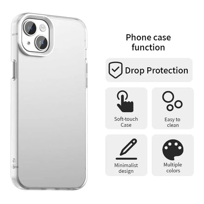 iPhone 15 Case PC+TPU+PET Matte Anti-Drop Phone Back Cover - White