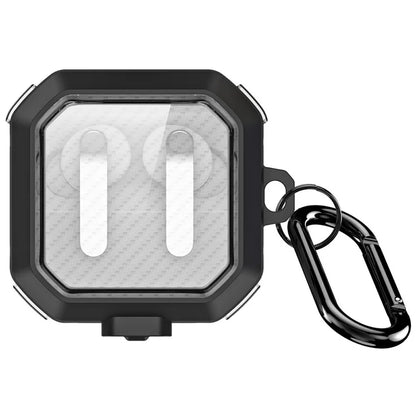 DUX DUCIS SECE -sarjan suojakotelo Samsung Galaxy Buds4 / Buds4 Pro -kuulokkeille iskunkestävällä PC + TPU -materiaalilla ja metallikoukulla - musta