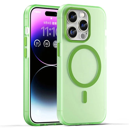 Magnetisk Cover til iPhone 14 Pro Max Kompatibel med MagSafe Gennemsigtigt Mat Bagcover - Fluorescerende Grøn