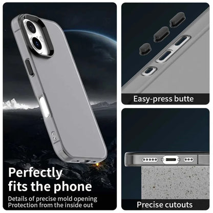 iPhone 16 Case PC+TPU+PET Matte Anti-Drop Phone Back Cover - Black
