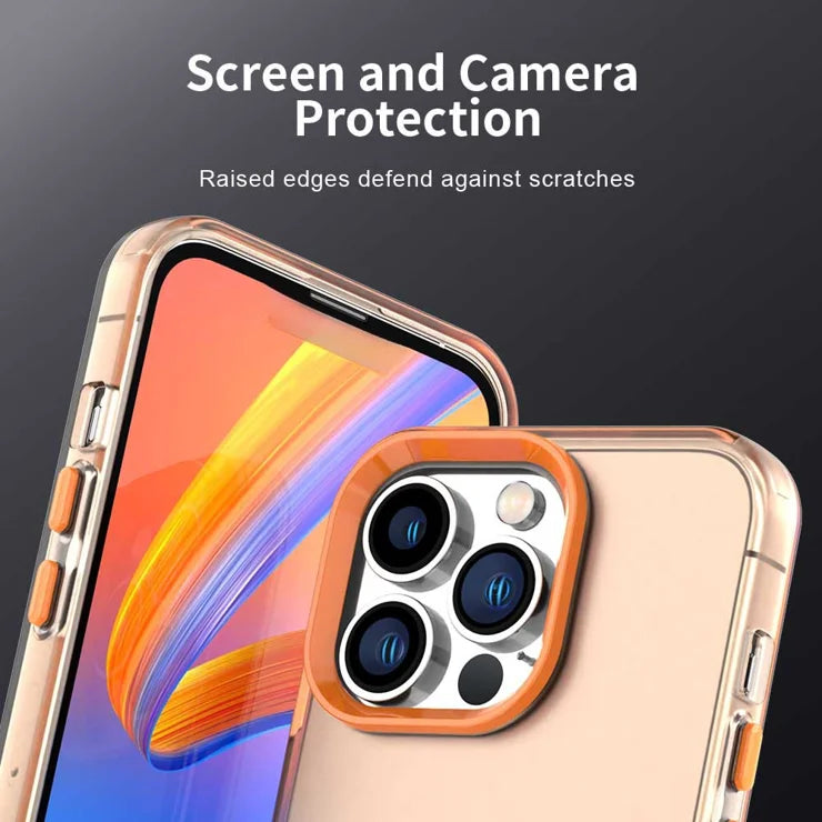 iPhone 14 Pro Max Suojakuori PC+TPU+PET Mattapintainen Putoamista Estävä Puhelimen Takakansi - Oranssi