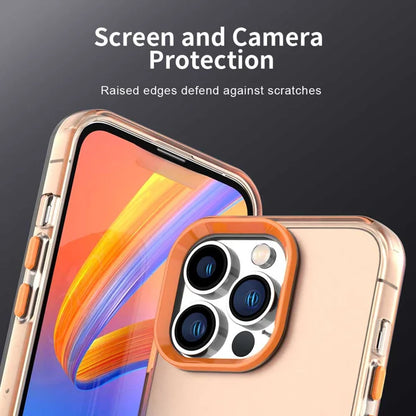 iPhone 14 Pro Max Suojakuori PC+TPU+PET Mattapintainen Putoamista Estävä Puhelimen Takakansi - Oranssi