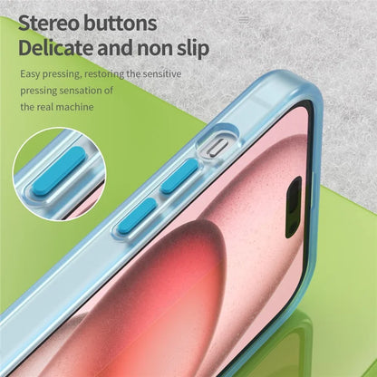 iPhone 15 Plus / 14 Plus magnetisk cover gennemsigtig mat anti-fingeraftryk telefoncover - blå
