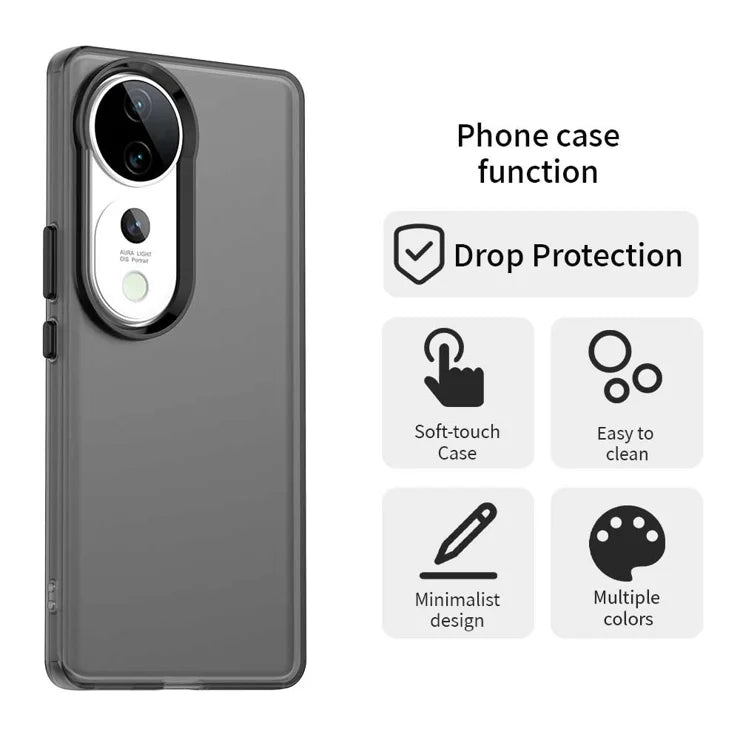 vivo S19 Pro 5G / V40 5G / V40 Pro 5G -puhelinkuori, PC+TPU+PET, mattapintainen, pudotuksenkestävä takakansi - Musta
