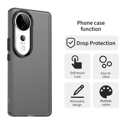 vivo S19 Pro 5G / V40 5G / V40 Pro 5G -puhelinkuori, PC+TPU+PET, mattapintainen, pudotuksenkestävä takakansi - Musta