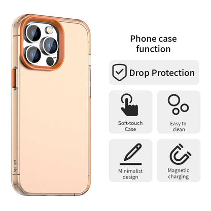 iPhone 15 Pro Max Case PC+TPU+PET Matte Anti-Drop Phone Back Cover - Orange