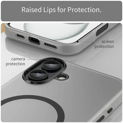 iPhone 16 Plus Case Compatible with MagSafe TPU + PC Slim Matte Translucent Phone Cover - Black
