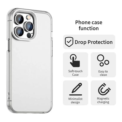 iPhone 15 Pro Max Cover PC+TPU+PET Mat Anti-Drop Telefon Bagcover - Hvid