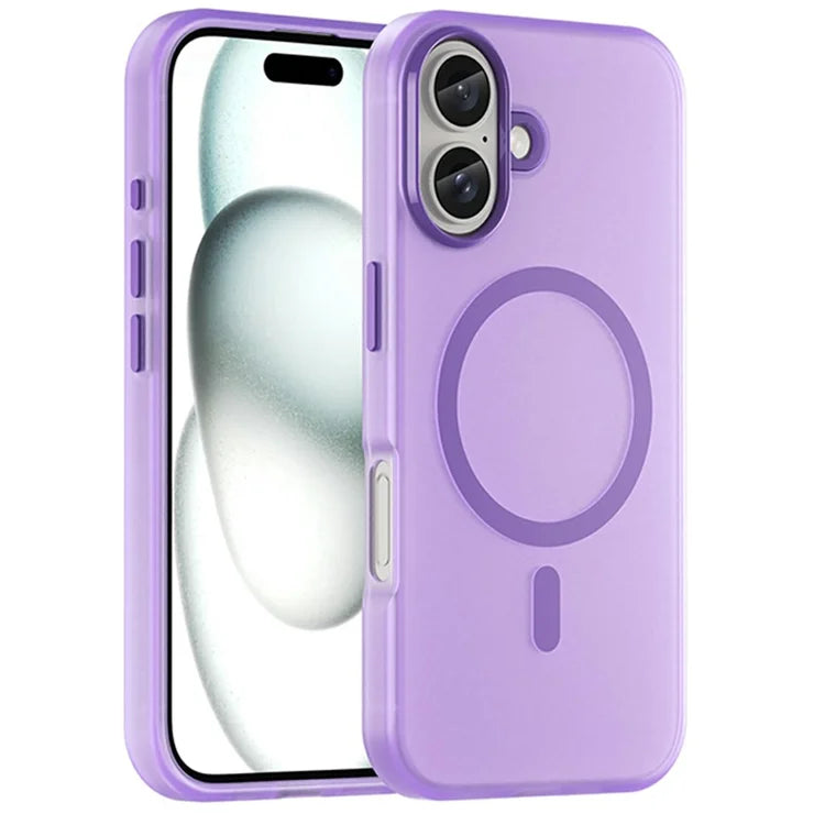 iPhone 16 Cover Kompatibel med MagSafe TPU + PC Slank Mat Gennemsigtig Telefoncover - Mørk Lilla