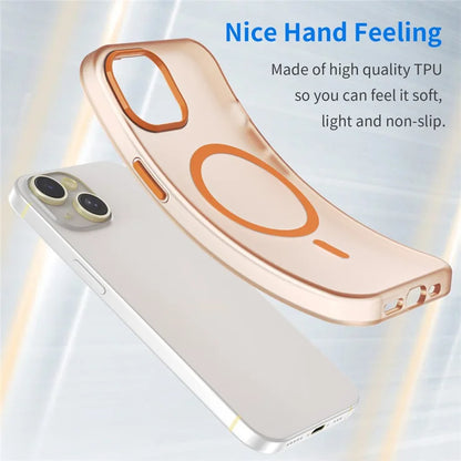 iPhone 14 Translucent Phone Case Matte Design Compatible with MagSafe Wireless Charging - Orange