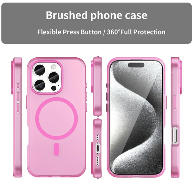 iPhone 16 Pro Cover kompatibel med MagSafe TPU + PC Tyndt Mat Gennemsigtigt Telefoncover - Pink