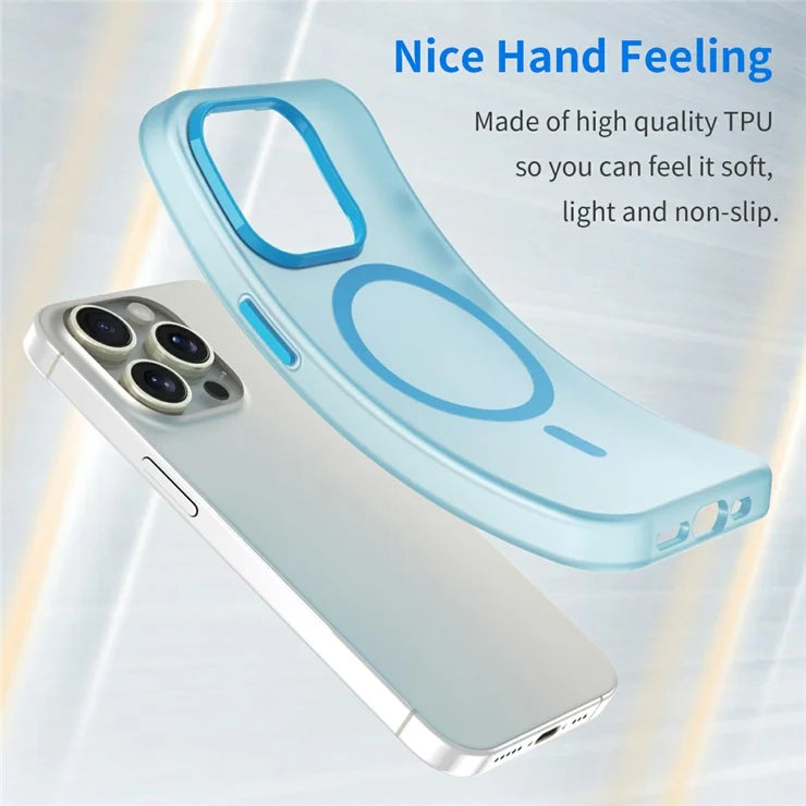 Til iPhone 16 Pro Cover Kompatibel med MagSafe TPU + PC Slim Mat Gennemsigtig Telefoncover - Blå