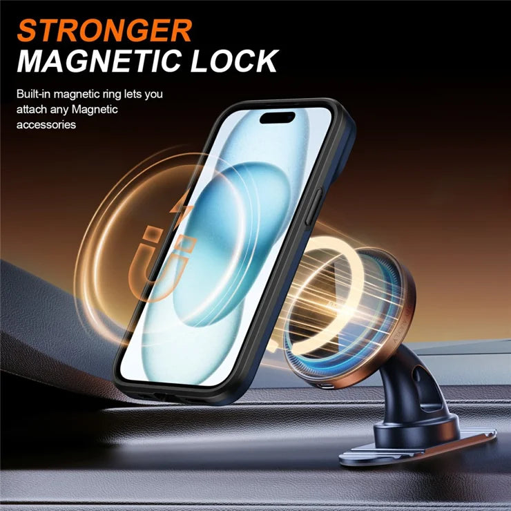 iPhone 15 Plus  /  14 Plus Ring Kickstand Slide Camera Cover TPU PC Hybrid Phone Shell - Blue