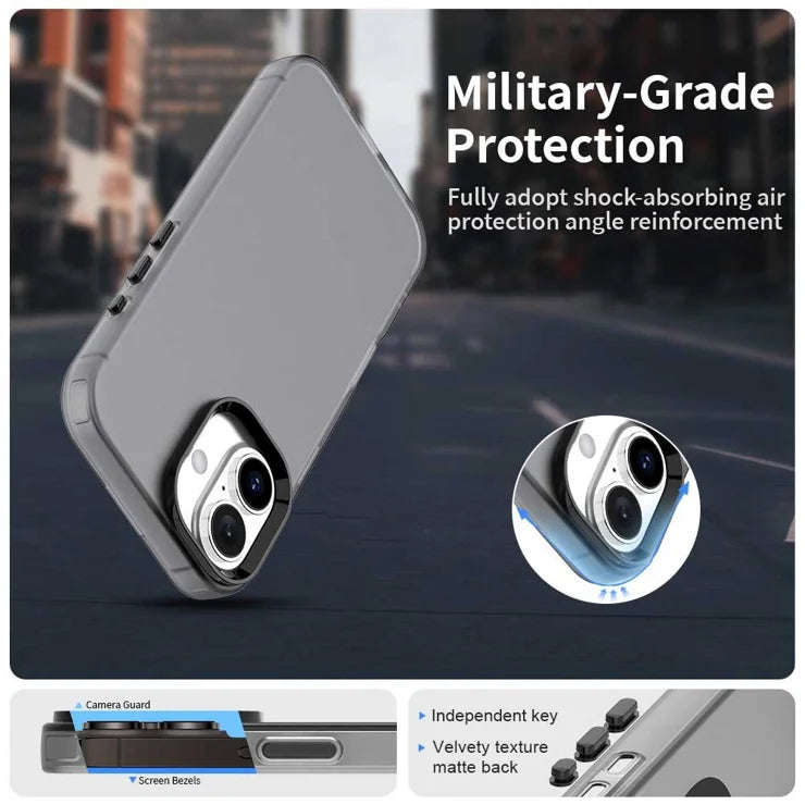 iPhone 17 Case PC + TPU + PET Matte Anti-Drop Phone Back Cover - Black