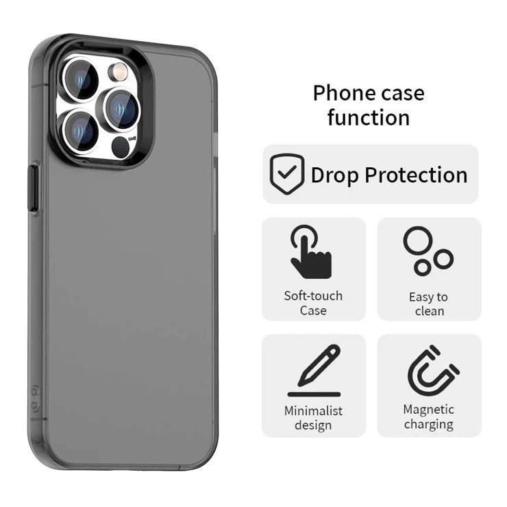 iPhone 13 Pro Case PC+TPU+PET Matte Anti-Drop Phone Back Cover - Black