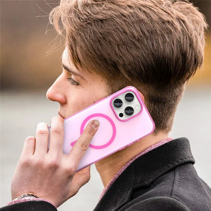 iPhone 15 Pro Case Translucent Matte Back Slim Phone Cover - Pink
