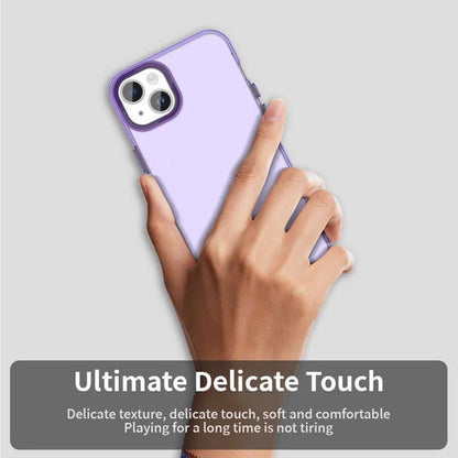 iPhone 15 Case PC+TPU+PET Matte Anti-Drop Phone Back Cover - Purple