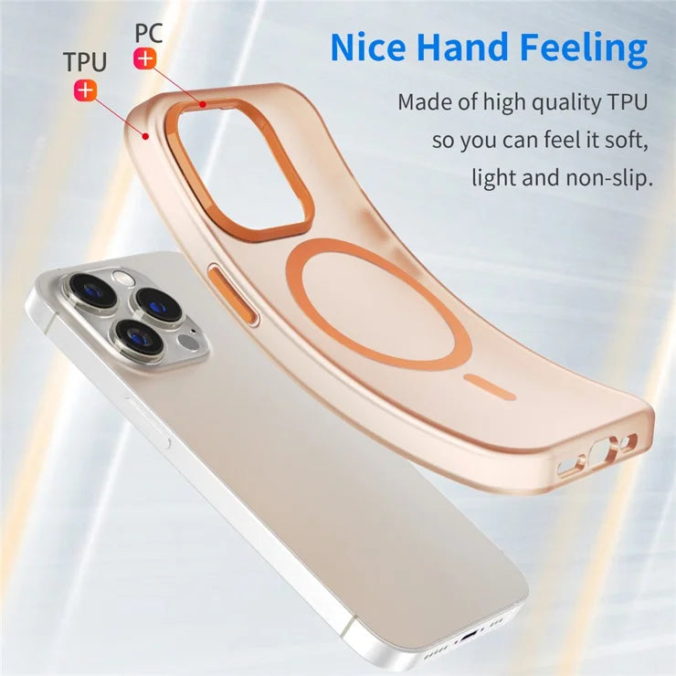 Magnetic Case for iPhone 14 Pro Max Compatible with MagSafe Translucent Matte Back Cover - Orange