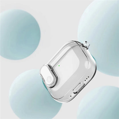 Til Apple AirPods 4 Earphone Protective Case Snap Switch Ice Crystal Clear TPU+PC Cover - Gennemsigtig