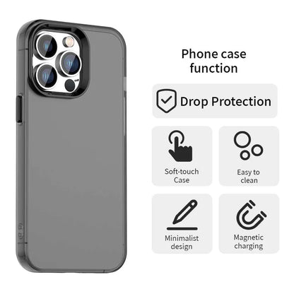 iPhone 14 Pro Case PC+TPU+PET Matte Anti-Drop Phone Back Cover - Black