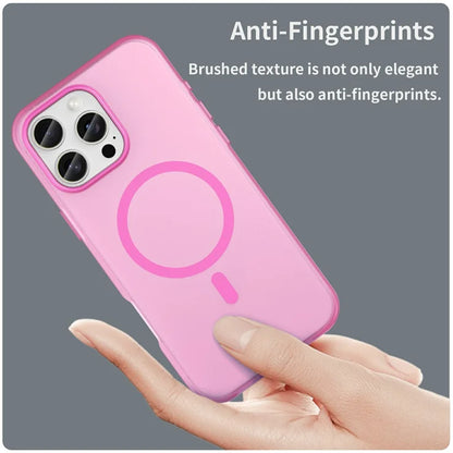 iPhone 16 Pro Max Case Compatible with MagSafe TPU + PC Slim Matte Translucent Phone Cover - Pink