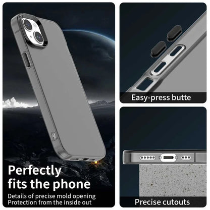 iPhone 15 Plus / 14 Plus Case PC+TPU+PET Matte Anti-Drop Phone Back Cover - Black