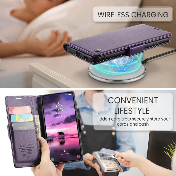 CASEME For Samsung Galaxy S26+ Case  023 Series RFID Blocking Glossy Stand Phone Cover - Purple