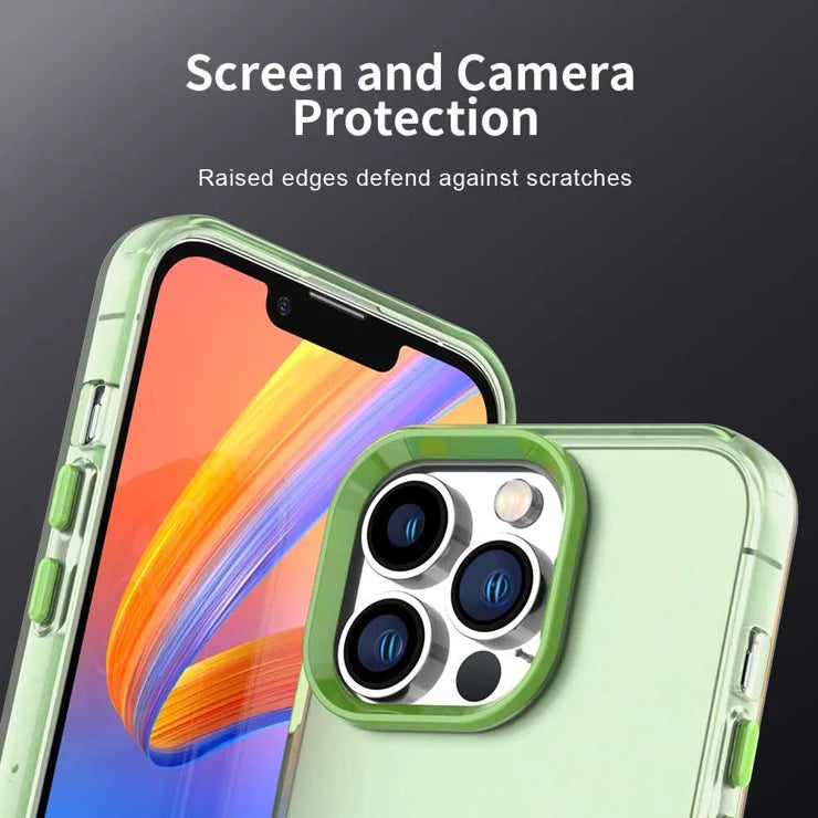 iPhone 13 Pro Max Cover PC+TPU+PET Mat Anti-dråbe Telefon Bagside Cover - Grøn