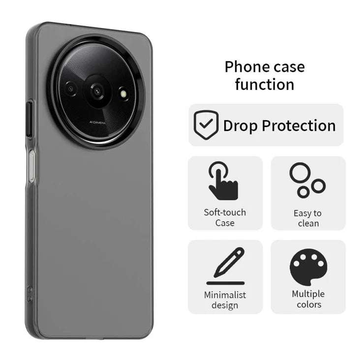 Xiaomi Redmi A3 4G / A3x 4G / Poco C61 4G Cover PC+TPU+PET Mat Anti-Drop Telefon Bagcover - Sort