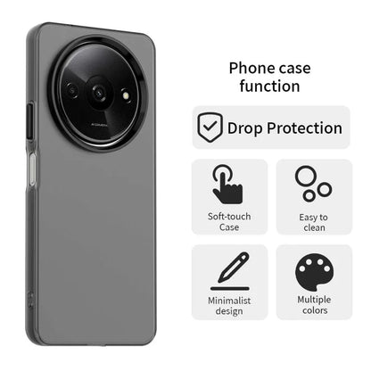 Xiaomi Redmi A3 4G / A3x 4G / Poco C61 4G Cover PC+TPU+PET Mat Anti-Drop Telefon Bagcover - Sort