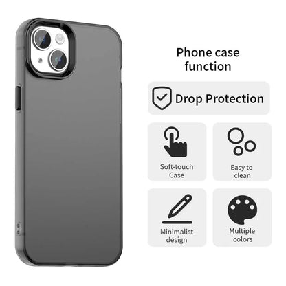 iPhone 15 Plus / 14 Plus Case PC+TPU+PET Matte Anti-Drop Phone Back Cover - Black