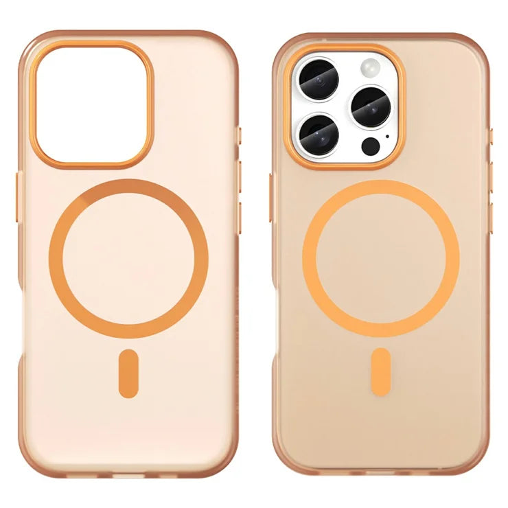 iPhone 16 Pro Case Compatible with MagSafe TPU + PC Slim Matte Translucent Phone Cover - Orange
