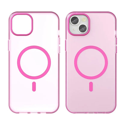 iPhone 15 Plus / 14 Plus Magnetic Case Translucent Matte Anti-Fingerprint Phone Cover - Pink
